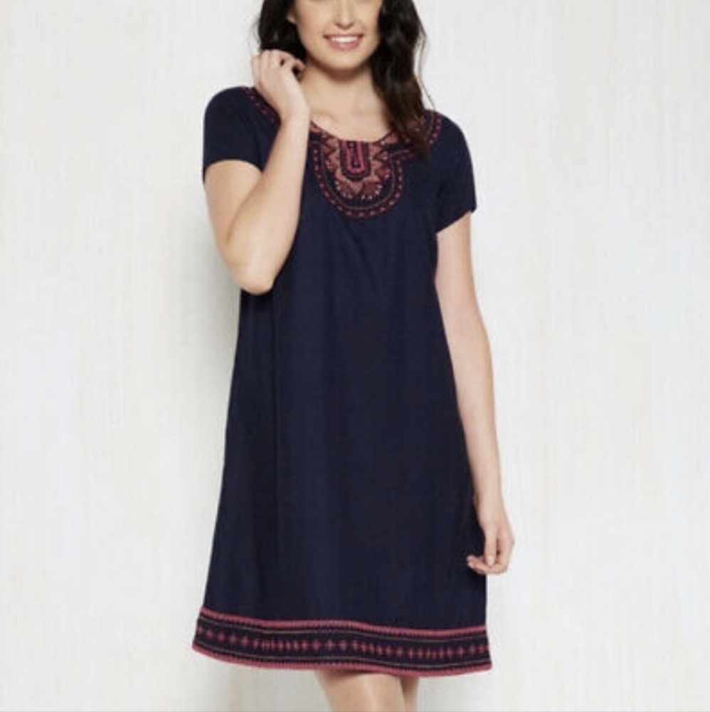 ModCloth Embroidered Tunic Shift Dress Large